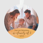 Goud 1e Kerstfamilie van 3 Quote Foto Ornament (voorkant)