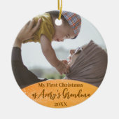 Goud 1e Kerstmis Nieuwe Oma Quote Foto Keramisch Ornament (Voorkant)