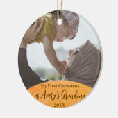 Goud 1e Kerstmis Nieuwe Oma Quote Foto Keramisch Ornament (Links)
