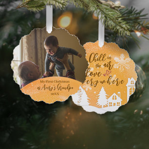 Goud 1e Kerstmis Nieuwe Oma Quote Foto Ornament Kaart