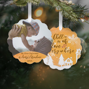 Goud 1e Kerstmis Nieuwe Oma Quote Foto Ornament Kaart