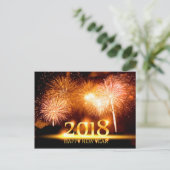 Goud 2018 Gelukkig Nieuwjaar Vuurwerk Briefkaart (Staand voorkant)