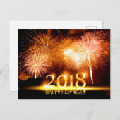 Goud 2018 Gelukkig Nieuwjaar Vuurwerk Briefkaart (Voorkant / Achterkant)