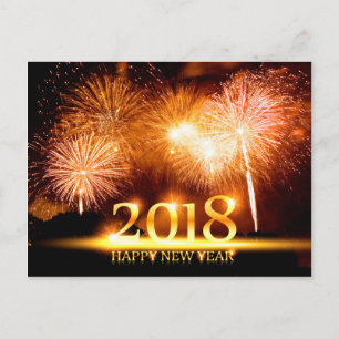 Goud 2018 Gelukkig Nieuwjaar Vuurwerk Briefkaart