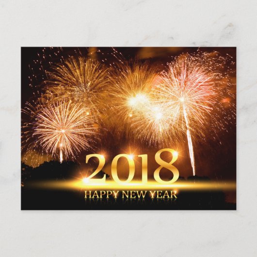 Goud 2018 Gelukkig Nieuwjaar Vuurwerk Briefkaart (Voorkant)