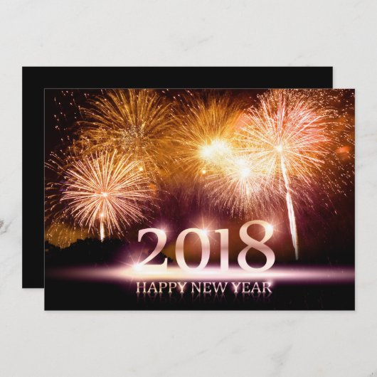 Goud 2018 Gelukkig Nieuwjaar Vuurwerkkaart Feestdagenkaart (Voorkant / Achterkant)