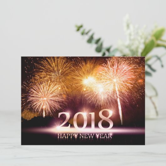 Goud 2018 Gelukkig Nieuwjaar Vuurwerkkaart Feestdagenkaart (Staand voorkant)