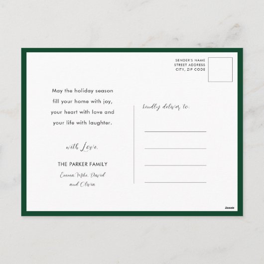 Goud 2025 Feestelijke Kerst Pine Bough Rode Bloeme Feestdagenkaart (Achterkant)