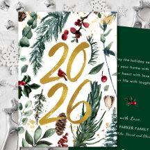 Goud 2025 Feestelijke Kerst Pine Bough Rode Bloeme