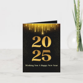 Goud 2025 Nieuwjaarsviering Vakantiekaart Feestdagen Kaart
