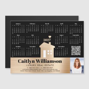 Goud 2026 Kalender Realtor Foto QR Code Magnet