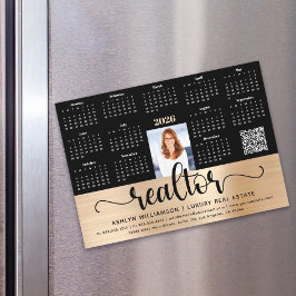 Goud 2026 Kalender Realtor Foto QR Code Magnet