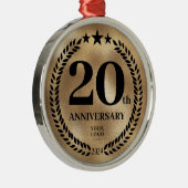 Goud 20e Jubileum Zakelijke Logo Kerst Metalen Ornament (Rechts)