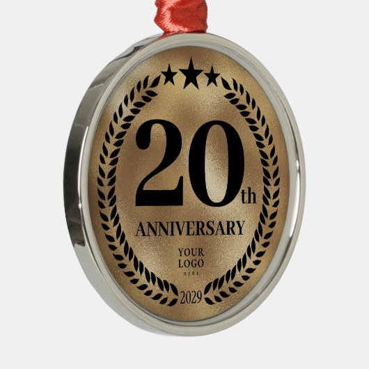 Goud 20e Jubileum Zakelijke Logo Kerst Metalen Ornament (Rechts)