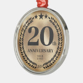 Goud 20e Jubileum Zakelijke Logo Kerst Metalen Ornament (Links)