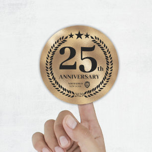 Goud 25e Jubileum Business Logo Herdenking Ronde Sticker
