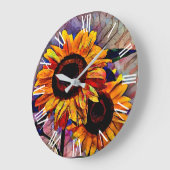 Goud 2 Zonnebloemen Elegant Collectie Grote Klok (Hoek)