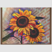 Goud 2 Zonnebloemen Elegant Collectie Tissuepapier (Voorkant)