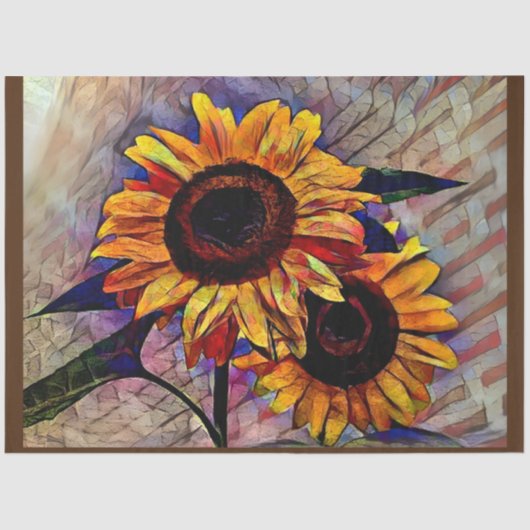 Goud 2 Zonnebloemen Elegant Collectie Tissuepapier (Voorkant)