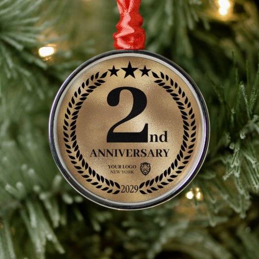 Goud 2e Jubileum Zakelijke Logo Kerst Metalen Ornament (Boom)