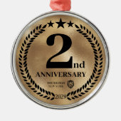 Goud 2e Jubileum Zakelijke Logo Kerst Metalen Ornament (Voorkant)