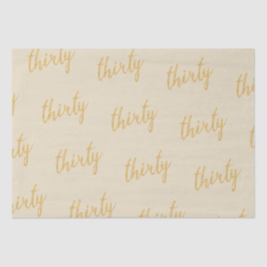 Goud 30 Verjaardagsfeestje Glitter "Dertig" Tissuepapier (Voorkant)