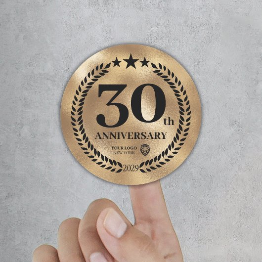 Goud 30e Jubileum Business Logo Herdenking Ronde Sticker