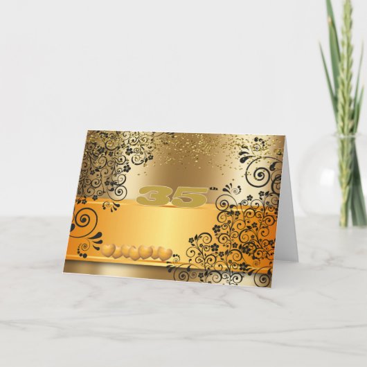 Goud 35 van de verjaardag kaart (Voorkant)