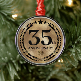 Goud 35e Jubileum Zakelijke Logo Kerst Metalen Ornament