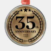 Goud 35e Jubileum Zakelijke Logo Kerst Metalen Ornament (Voorkant)