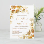 Goud 3 D Bloemen Wit Kaart (Staand voorkant)