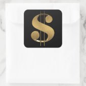 Goud 3D Dollar teken Vierkante Sticker (Tas)