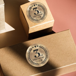 Goud 3e Jubileum Business Logo Herdenking Ronde Sticker