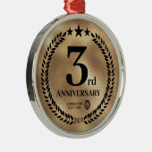Goud 3e Jubileum Zakelijke Logo Kerst Metalen Ornament (Rechts)