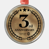 Goud 3e Jubileum Zakelijke Logo Kerst Metalen Ornament (Voorkant)