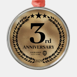 Goud 3e Jubileum Zakelijke Logo Kerst Metalen Ornament