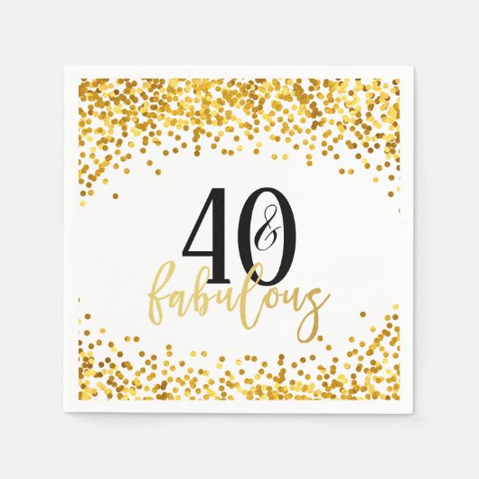 Goud 40 en Fabulous 40e verjaardag Party servetten (Voorkant)