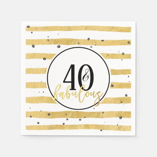 Goud 40 en Fabulous 40e verjaardag Party servetten (Voorkant)