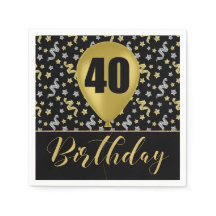 Goud 40 Verjaardag in Goud en Zilver op Zwart