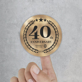 Goud 40e Jubileum Business Logo Herdenking Ronde Sticker