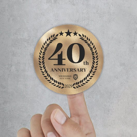 Goud 40e Jubileum Business Logo Herdenking Ronde Sticker