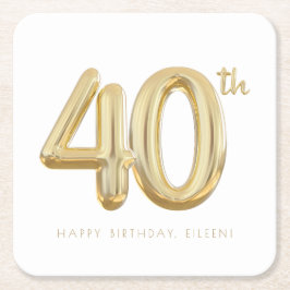 Goud 40e verjaardag ballonfeest kartonnen onderzetters