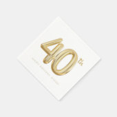 Goud 40e verjaardag ballonfeest servet (Hoek)