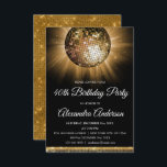Goud 40e Verjaardagspartij Gouden Disco Bal Kaart<br><div class="desc">Goud Veertigste Verjaardagspartij Gouden Disco Ball Party Uitnodiging. De Gold and Black 40th Birthday Party uitnodiging is perfect voor een modern 40th Birthday Party.</div>