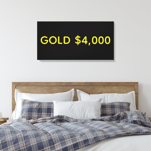 Goud $4.000 Marktviering Canvas Afdruk (Insitu (Slaapkamer))