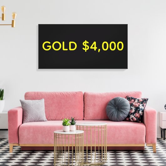 Goud $4.000 Marktviering Canvas Afdruk (Insitu (Woonkamer))