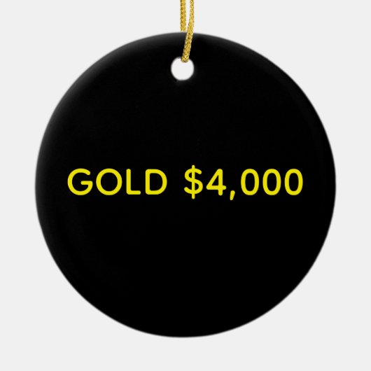 Goud $4.000 Marktviering Keramisch Ornament (Voorkant)