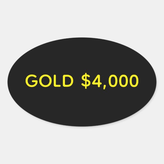 Goud $4.000 Marktviering Ovale Sticker (Voorkant)