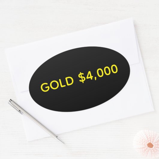 Goud $4.000 Marktviering Ovale Sticker (Envelop)