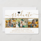 Goud 4 Foto Collage Script Afstuderen Aankondiging (Voorkant)